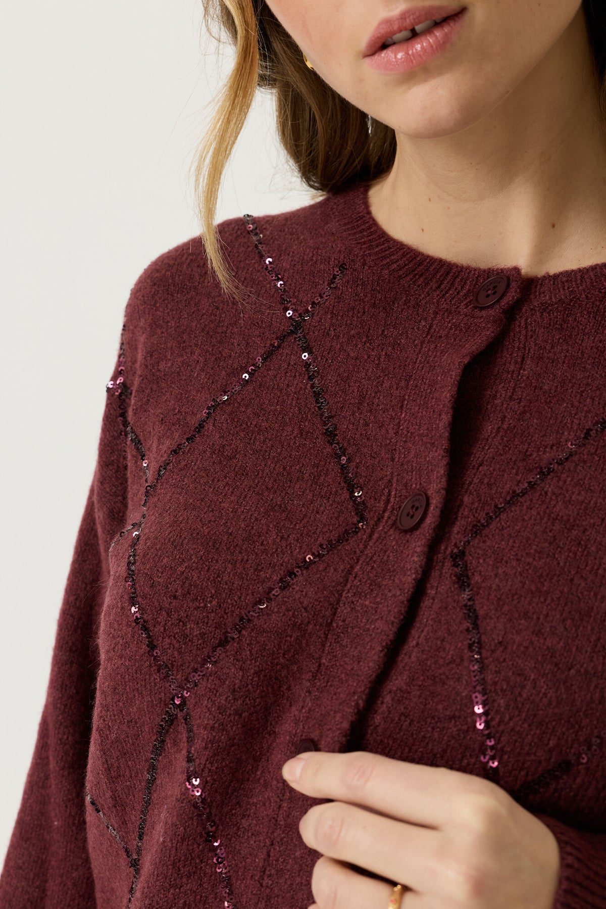 Garcia Sequin diamond cardi V260251