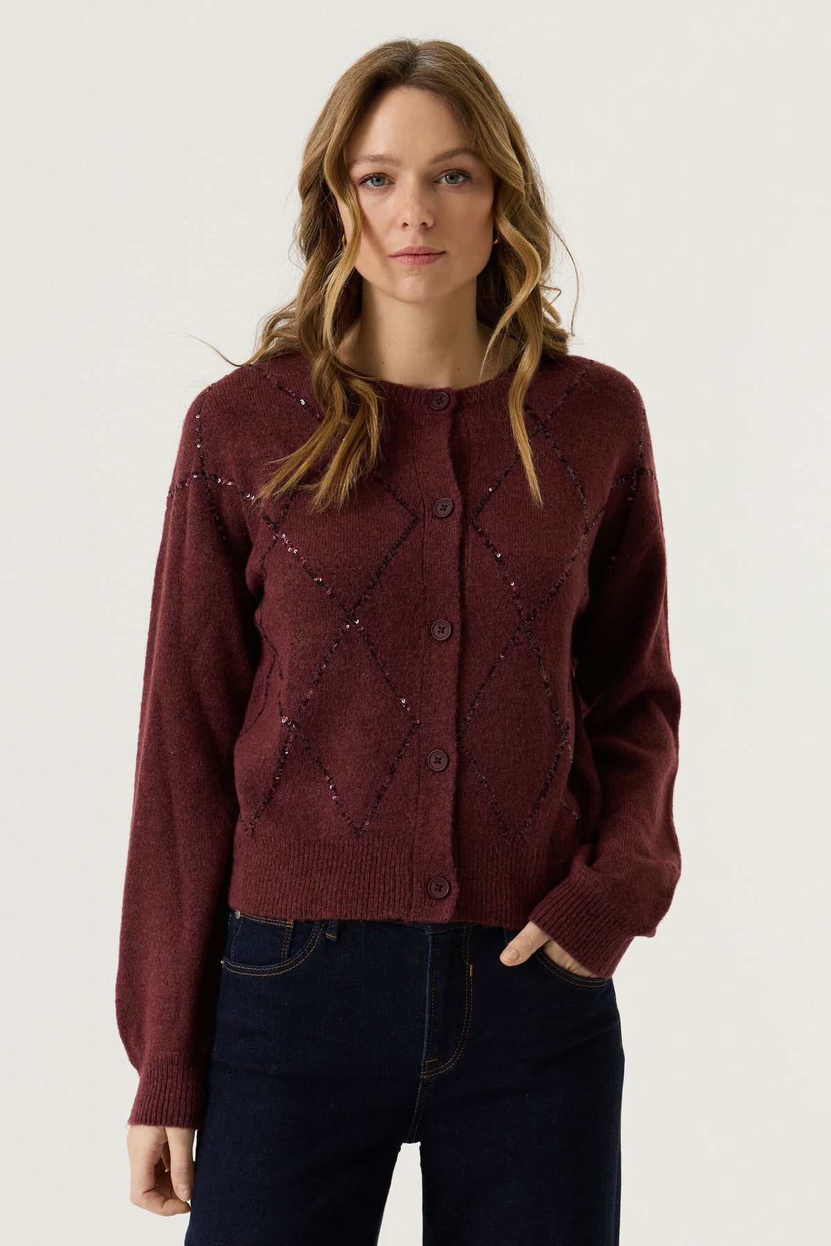 Garcia Sequin diamond cardi V260251
