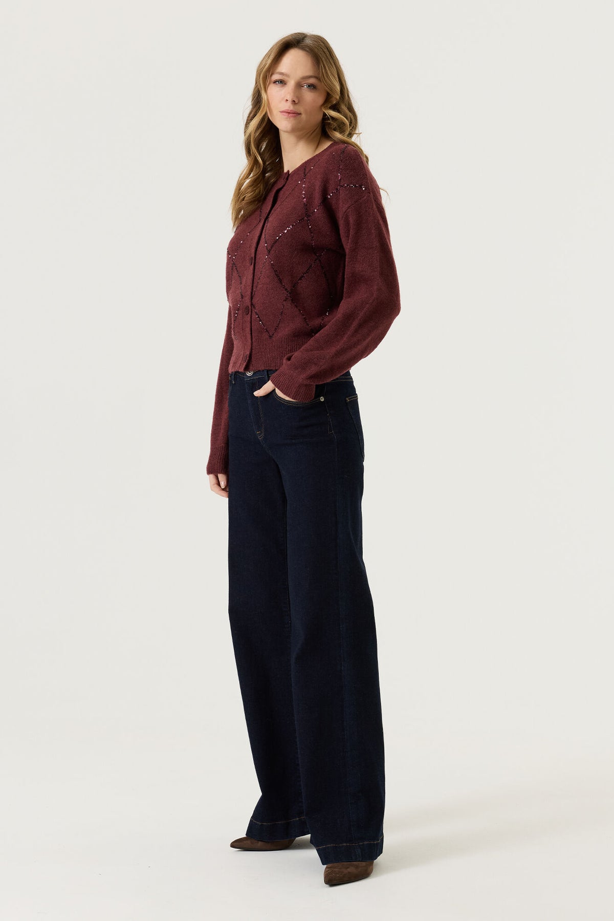Garcia Sequin diamond cardi V260251