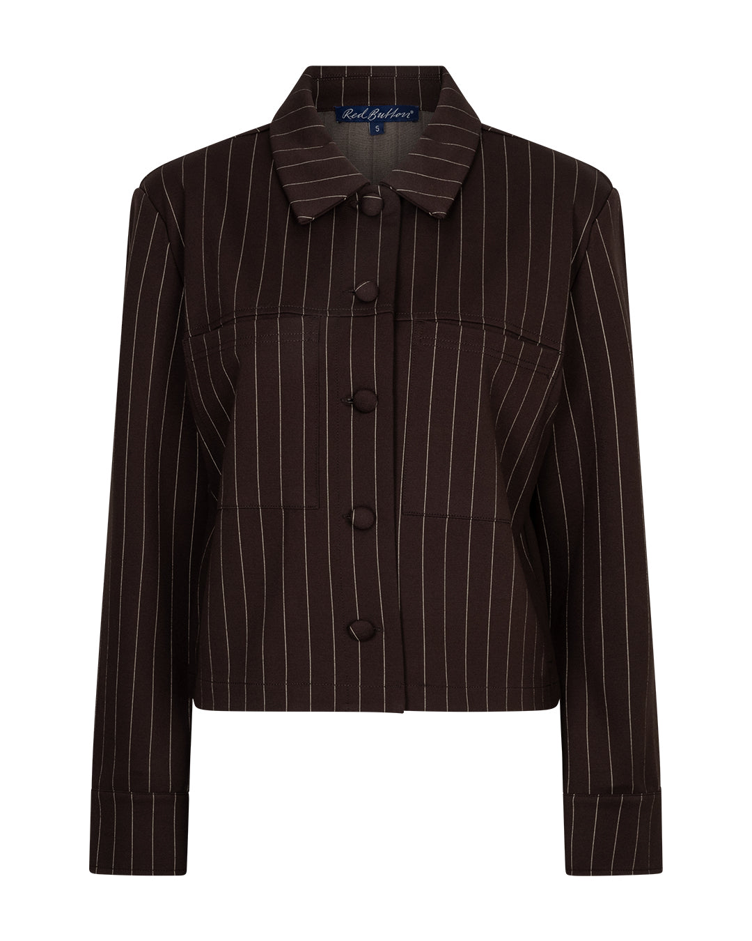 Red Button Pinstripe Punta Jacket - Espresso