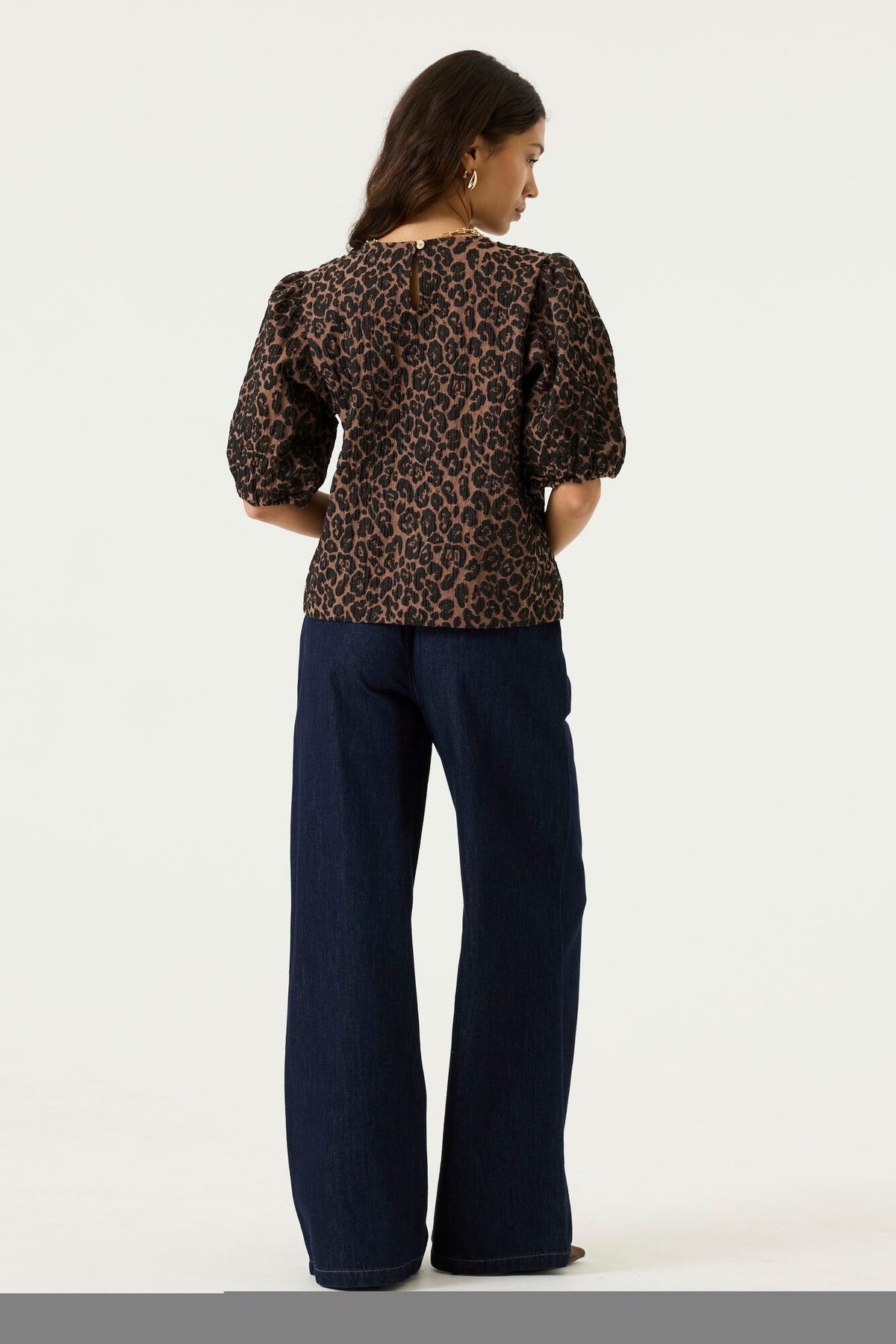 Garcia leopard puff sleeve top U260037