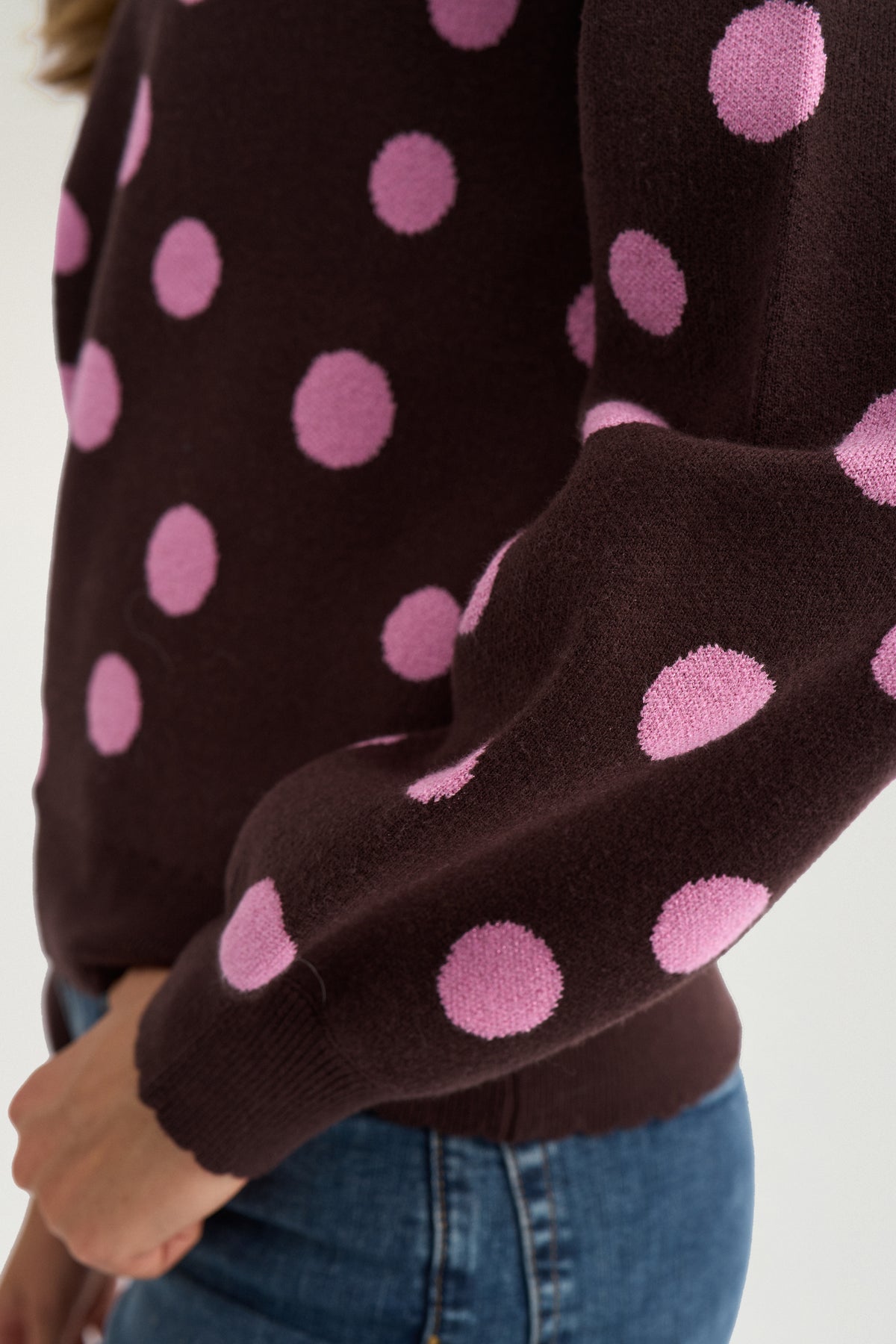Nümph NuMilas Polka Dot Jumper in Chocolate Plum