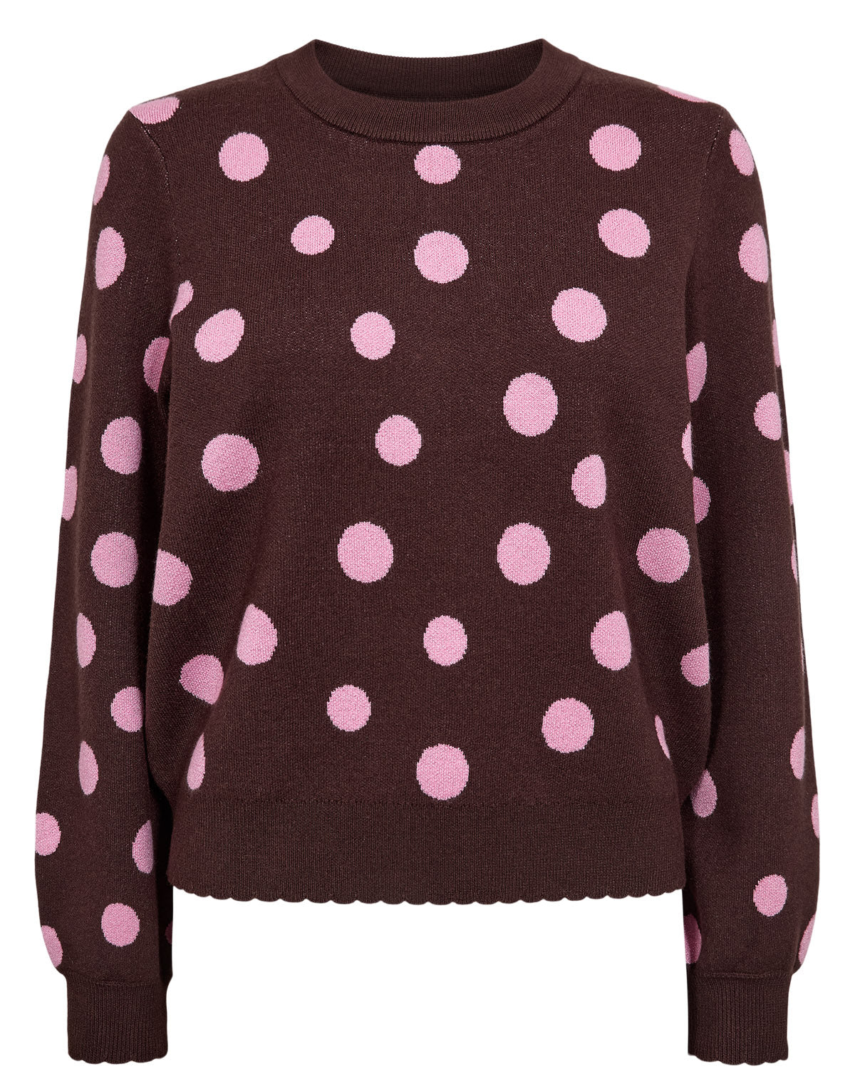 Nümph NuMilas Polka Dot Jumper in Chocolate Plum