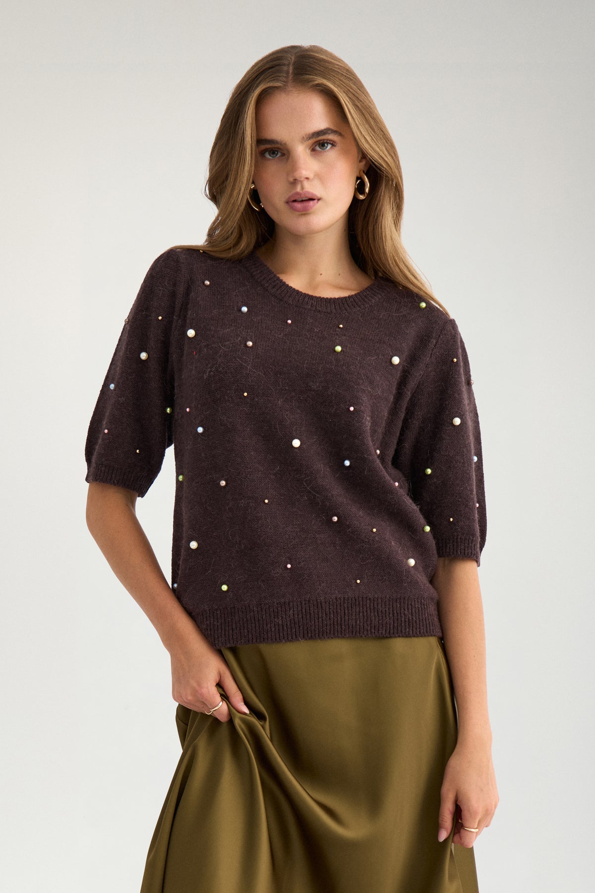 Nümph NuBidda Beaded Jumper in Chocolate Plum