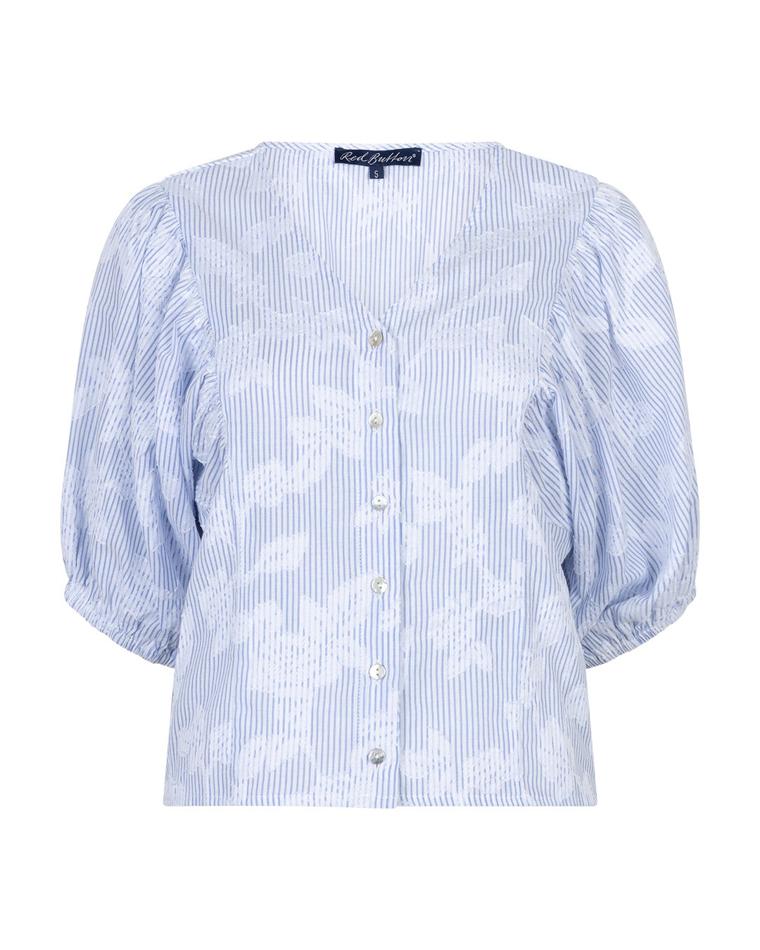 Red Button Stripe & Flower blouse